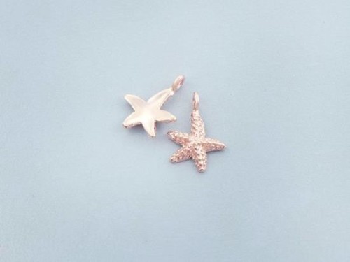 2 of 925 Sterling Silver Rose Gold Vermeil Style Starfish Charms 8x9mm.