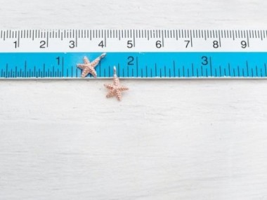 925 Sterling Silver Rose Gold Vermeil Style Starfish Charms 8x9mm.