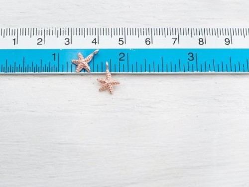 2 of 925 Sterling Silver Rose Gold Vermeil Style Starfish Charms 8x9mm.