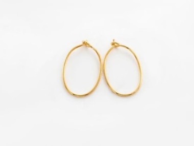 Sterling Silver Gold Vermeil Style Oval Hoop Earrings 12x20mm.