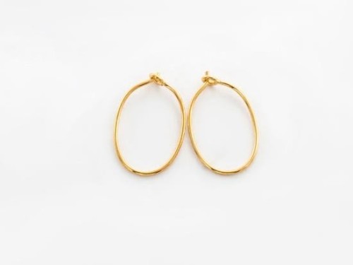 2 pairs of Sterling Silver Gold Vermeil Style Oval Hoop Earrings 12x20mm.