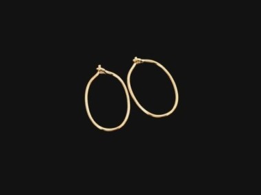 Sterling Silver Gold Vermeil Style Oval Hoop Earrings 12x20mm.