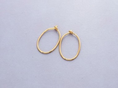 Sterling Silver Gold Vermeil Style Oval Hoop Earrings 12x20mm.