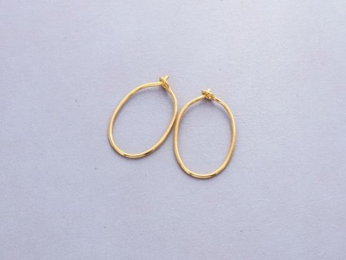 2 pairs of Sterling Silver Gold Vermeil Style Oval Hoop Earrings 12x20mm.