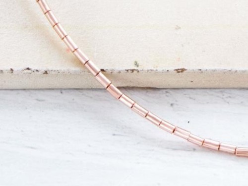 60 of Karen hill tribe Silver Rose Gold Vermeil Style Tubular Beads 1.4x2.7mm., 6.5 inches.