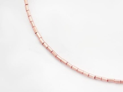 60 of Karen hill tribe Silver Rose Gold Vermeil Style Tubular Beads 1.4x2.7mm., 6.5 inches.