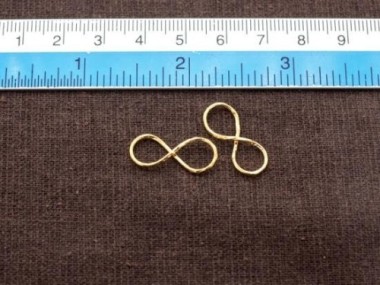 925 Sterling Silver Gold Vermeil Style Hammered Infinity Links, Connectors 8.5x20mm.