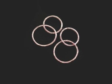 925 Sterling Silver Rose Gold Vermeil Style Hammered Double Circle Rings Charms, Links 12 mm.