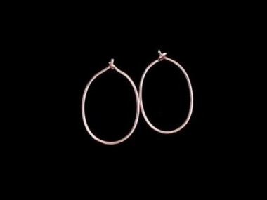 2 pairs of Sterling Silver Rose Gold Vermeil Style Oval Hoop Earrings 16x25mm.