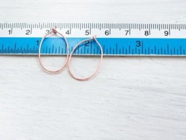 Sterling Silver Rose Gold Vermeil Style Oval Hoop Earrings 16x25mm.