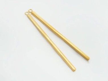 2 of 925 Sterling Silver Gold Vermeil Style Rectangle Stick Charms 2x50mm. Polish Finished