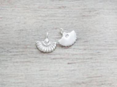 925 Sterling Silver Tiny Fan Charms 8x5.5mm.