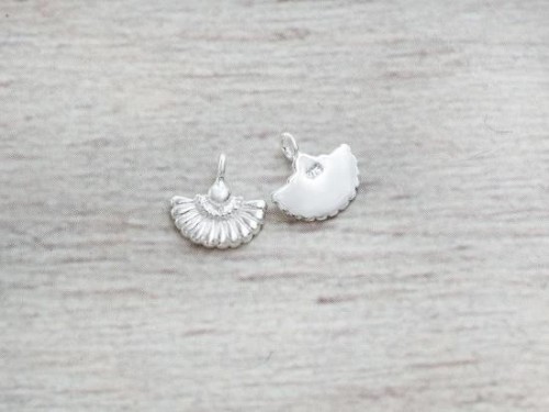 4 of 925 Sterling Silver Tiny Fan Charms 8x5.5mm.