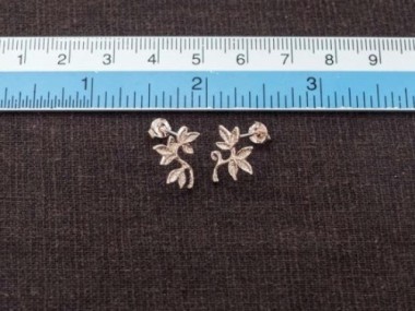 925 Sterling Silver Rose Gold Vermeil Style Leaf Branch Stud Earrings 12x13.5mm.