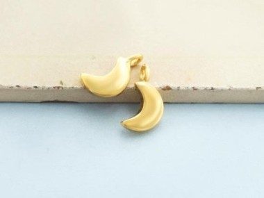 2 of Karen Hill Tribe Silver Gold Vermeil Style Crescent Moon Charms 8x10mm.