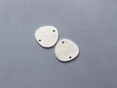 2 of 925 Sterling Silver Pebble Disc Links, Connectors 12.5 mm. Brush Finished