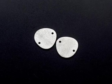 925 Sterling Silver Pebble Disc Links, Connectors 12.5 mm.