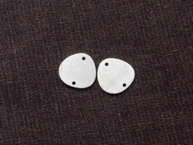 925 Sterling Silver Pebble Disc Links, Connectors 12.5 mm.