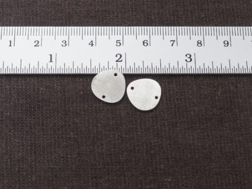 2 of 925 Sterling Silver Pebble Disc Links, Connectors 12.5 mm. Brush Finished