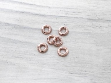 Karen hill tribe Rose Gold Vermeil Style Hammered Closed Jump Rings 6mm.