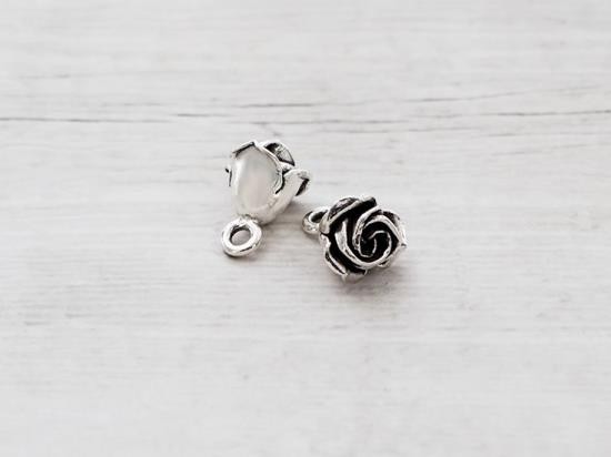 2 of Karen Hill Tribe Silver Rose Charms 10mm.