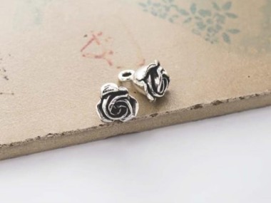 Karen Hill Tribe Silver Rose Charms 10mm.