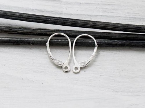 2 pairs of 925 Sterling Silver Lever Back Earring Findings 10x17 mm.