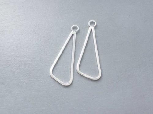 2 of 925 Sterling Silver Triangle Pendants 10x29 mm. Polish Finished .