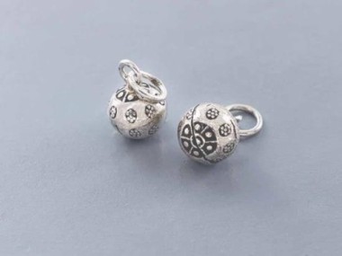 Karen Hill Tribe Silver Imprint Bell Charms 9mm.