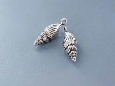 Karen Hill Tribe Silver Seashell Charms 9x21 mm.