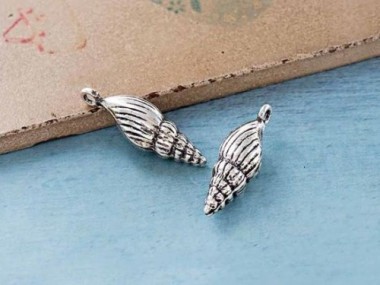 Karen Hill Tribe Silver Seashell Charms 9x21 mm.