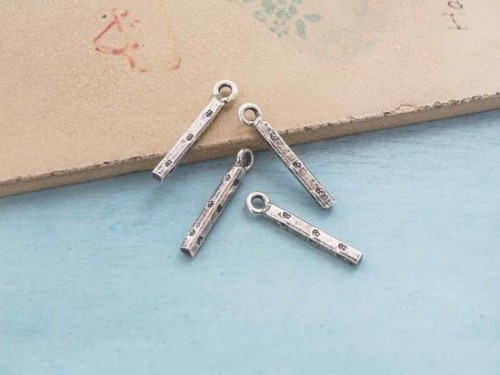 4 of Karen Hill Tribe Silver Rectangle Stick Charms 2.3x18mm.