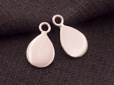 925 Sterling Silver Rose Gold Vermeil Style Tear Drop Charms 7.5x10 mm.