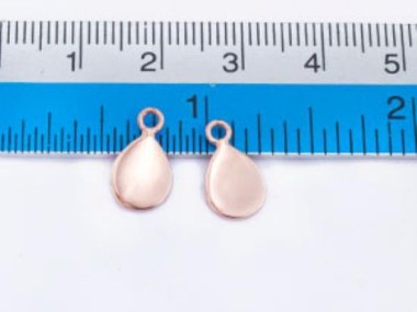 925 Sterling Silver Rose Gold Vermeil Style Tear Drop Charms 7.5x10 mm.