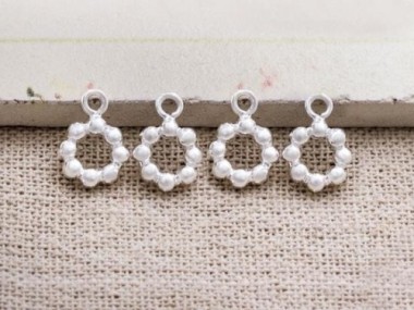 4 of 925 Sterling Silver Ball Ring Charms 8 mm.