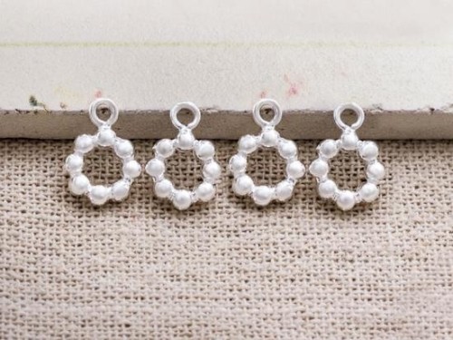 4 of 925 Sterling Silver Ball Ring Charms 8 mm.