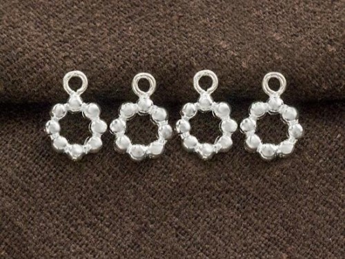 4 of 925 Sterling Silver Ball Ring Charms 8 mm.