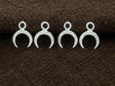 4 of 925 Sterling Silver Crescent Moon Charms 7x8 mm. Polish Finished