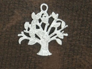 925 Sterling Silver Cubic Zirconia Botanic ,Tree of Life Pendant 20 mm.