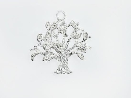 1 of 925 Sterling Silver Cubic Zirconia Botanic ,Tree of Life Pendant 20 mm.