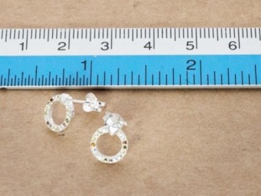 925 Sterling Silver Cubic Zirconia Open Circle Stud Earrings 8mm.