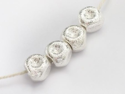 4 of Karen Hill Tribe Silver Rocky Beads 10x11 mm.