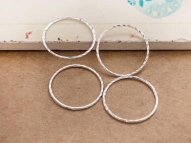 925 Sterling Silver Twisted Closed Circle Rings , Connectors 20x1mm.