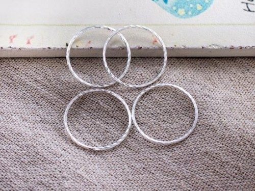 4 of 925 Sterling Silver Twisted Closed Circle Rings , Connectors 20x1mm.