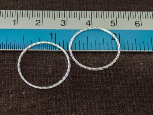 4 of 925 Sterling Silver Twisted Closed Circle Rings , Connectors 20x1mm.