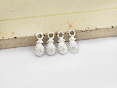 4 of 925 Sterling Silver Pineapple Charms 3.5x6 mm., small charms