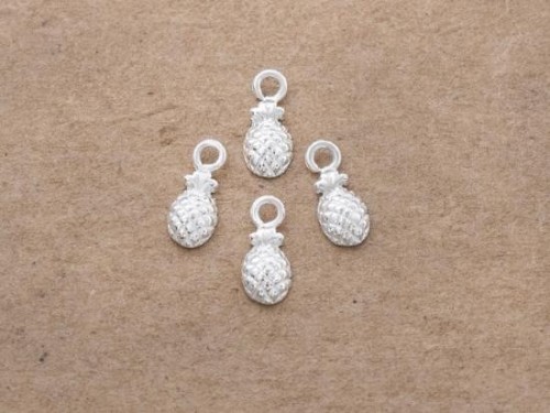 4 of 925 Sterling Silver Pineapple Charms 3.5x6 mm., small charms