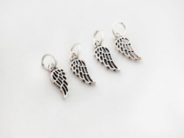 925 Sterling Silver Angel Wing Charms 4.5x9mm.