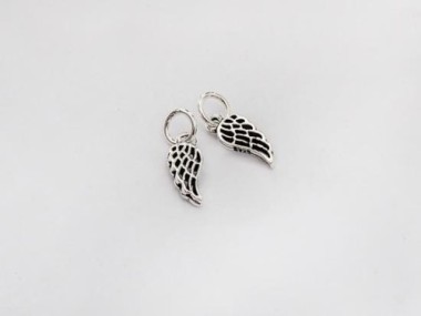 925 Sterling Silver Angel Wing Charms 4.5x9mm.