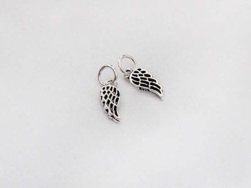 4 of 925 Sterling Silver Angel Wing Charms 4.5x9mm. , Tiny Charms, Oxidized Finish.